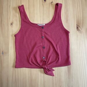 Caution to the Wind, size Medium: pink knit sleeveless crop top with buttons